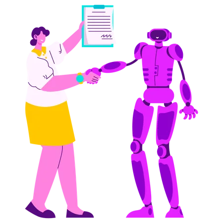 Business Deal with Robot  Illustration