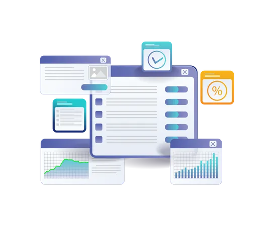 Business developer analysis monitoring screen  Illustration