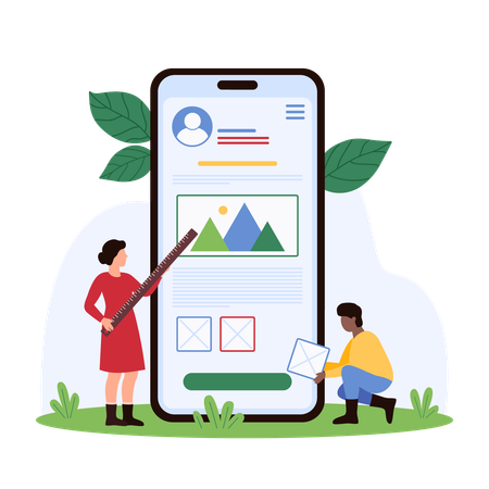 Business developer working on website designing  Illustration