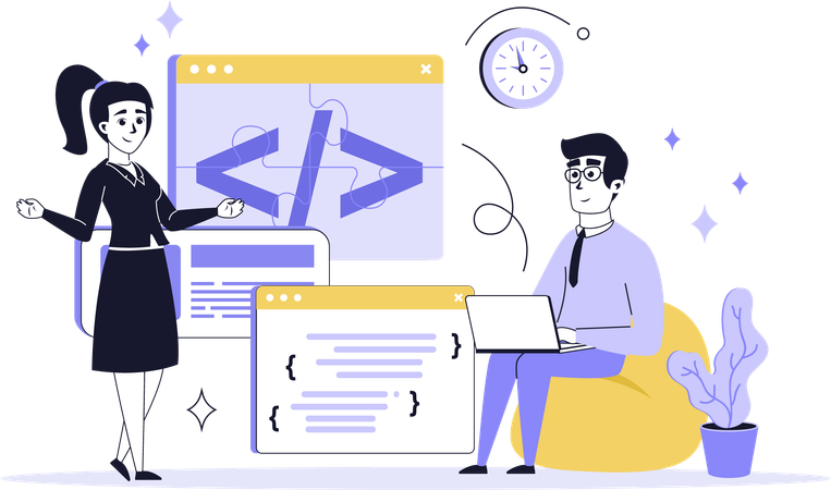 Business developers developing business software  Illustration