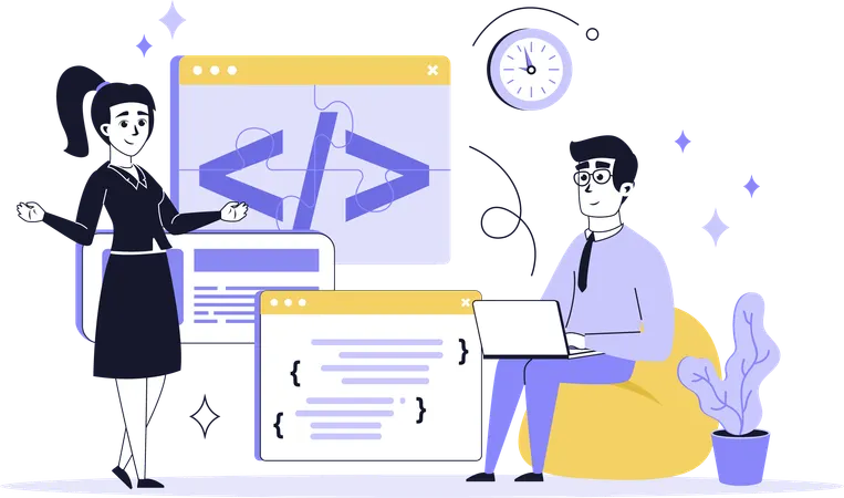 Business developers developing business software  Illustration
