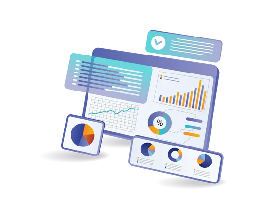 Business development analysis data management screen  Illustration