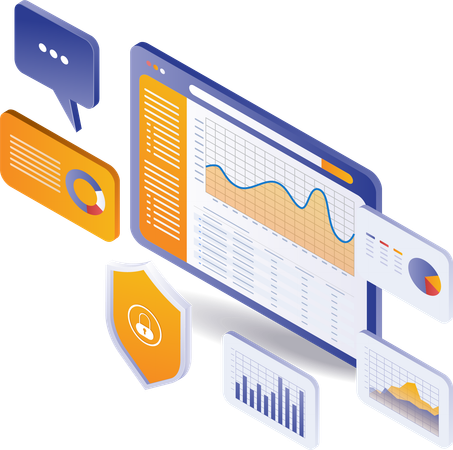 Business development analysis data management screen  Illustration