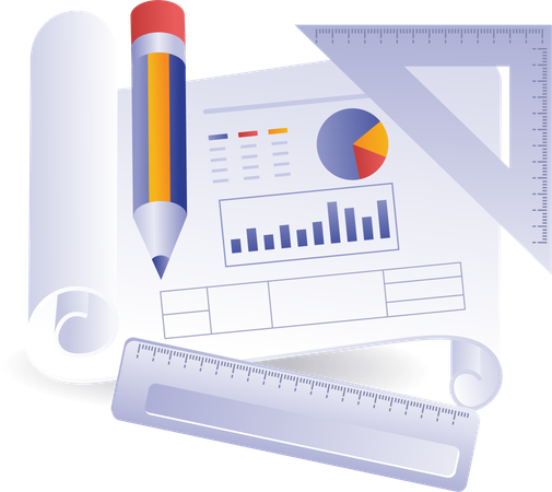 Business development bar chart analysis  Illustration