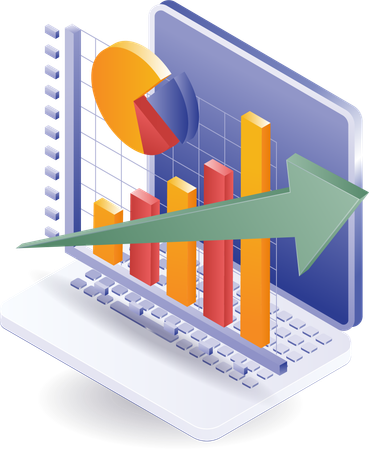 Business development bar chart analysis  Illustration