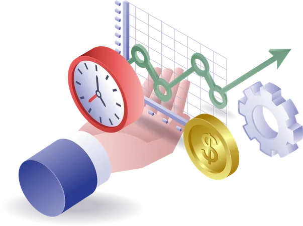 Business development data analysis time in hand  Illustration