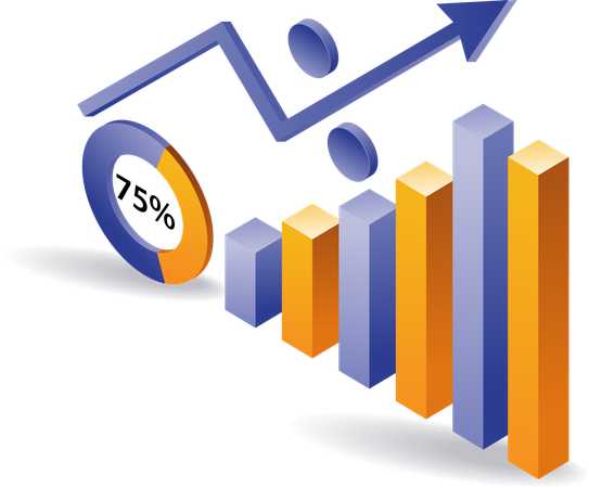 Business development percentage analysis graph  Illustration