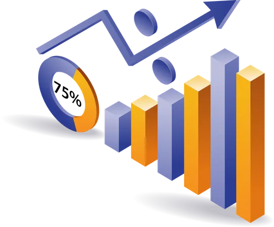 Business development percentage analysis graph  Illustration