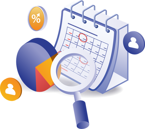 Business development percentage planning calendar  Illustration