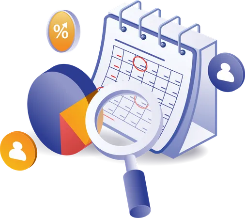 Business development percentage planning calendar  Illustration