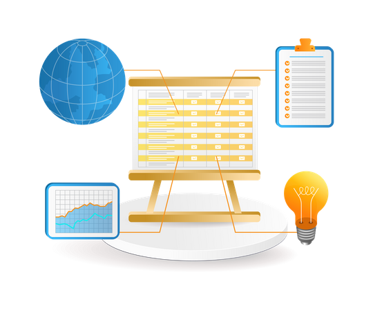 Business development plan checklist business board  Illustration