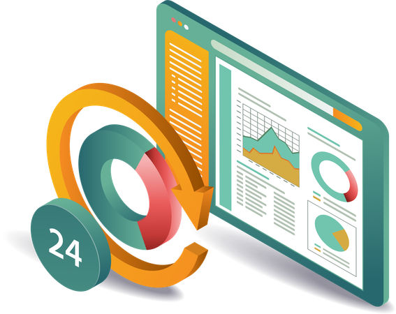 Business development with analysis dashboard screen  Illustration