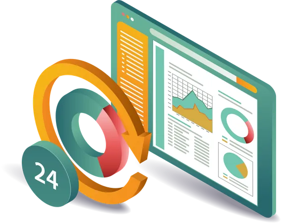 Business development with analysis dashboard screen  Illustration