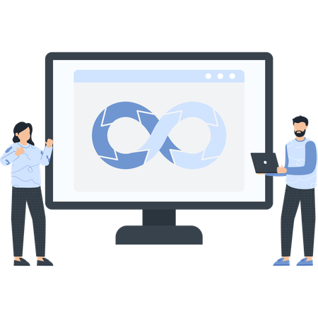 Business DevOps Team with Computer  Illustration