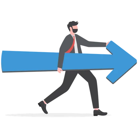 Move Forward For Success Future Business Direction Determination Or Courage Career Path Or Way To Success Opportunity Or Mission Concept Confidence Businessman Running With Arrow Direction Illustration
