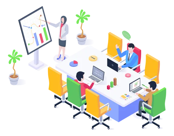 Modern Isometric Illustration Of Business Discussion Illustration