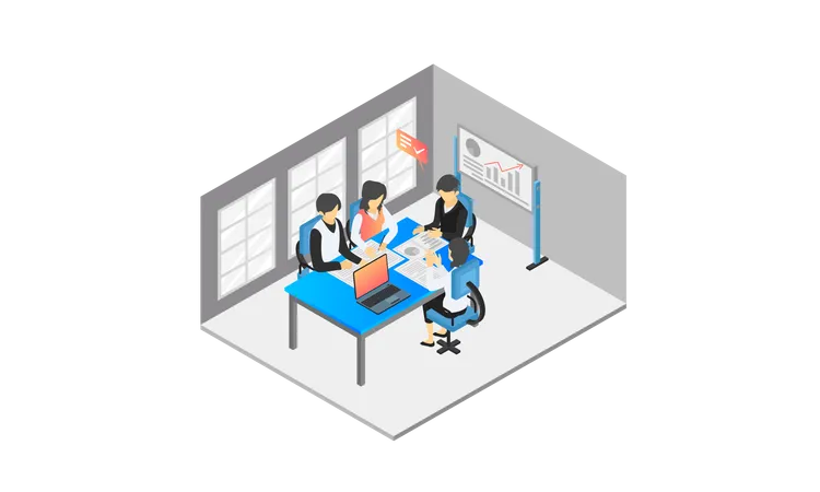 Isometric Style Illustration Of Business Meeting With Partner Illustration