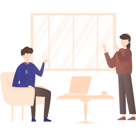 Business discussion by manager and employee Illustration