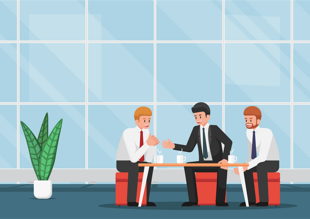 Business discussion during coffee break Illustration