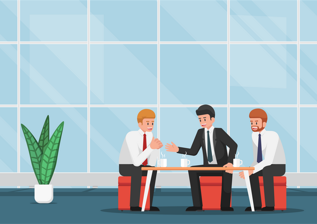 Business discussion during coffee break  Illustration