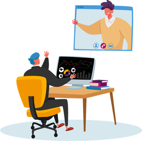 Business discussion on online meeting Illustration