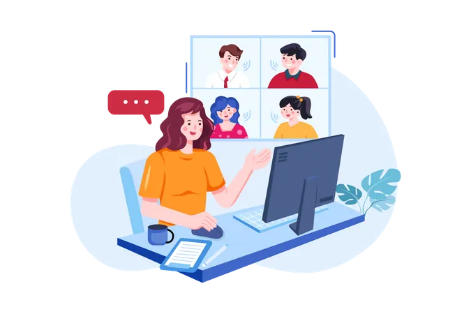 Business discussion on online meeting  Illustration