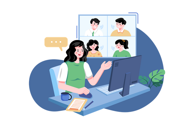 Business discussion on online meeting  Illustration