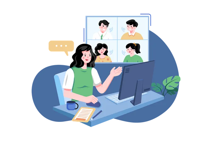 Business discussion on online meeting  Illustration