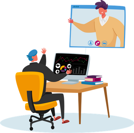 Business discussion on online meeting  Illustration