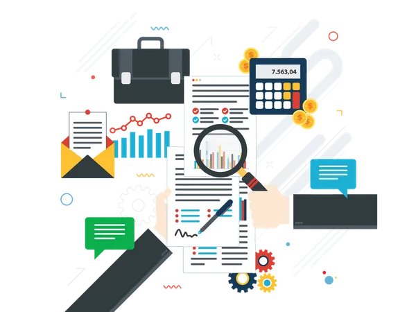 Business document analysis  Illustration