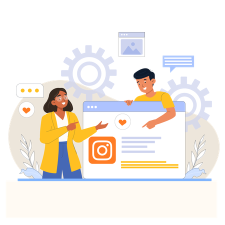 Business doing Instagram marketing  Illustration