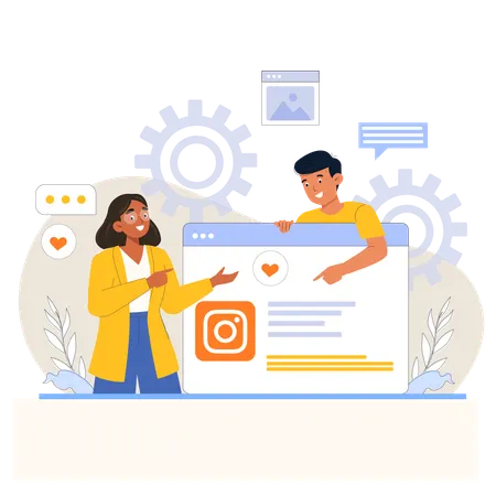 Business doing Instagram marketing  Illustration