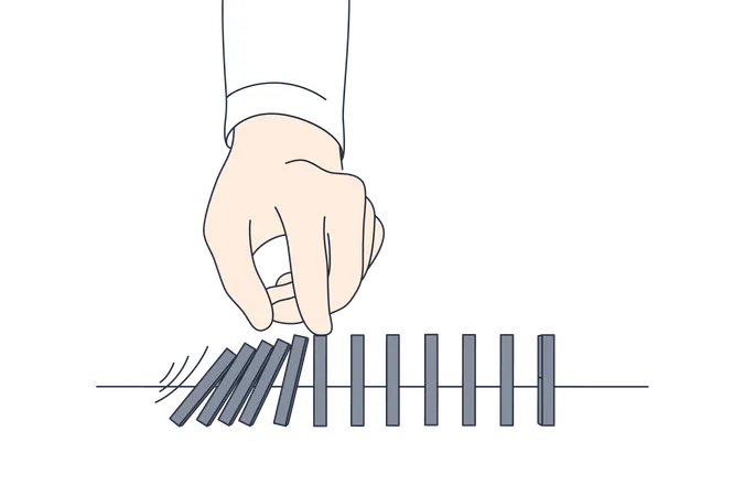 Business domino effect  Illustration