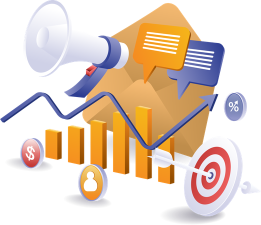 Zielkampagnen für geschäftliches E-Mail-Marketing  Illustration