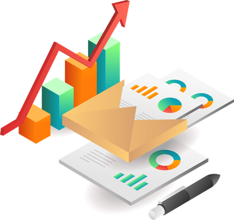 Business email analysis data  Illustration