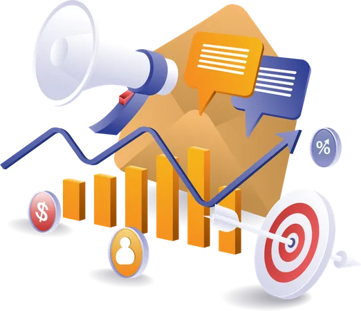 Business email marketing target campaigns  Illustration