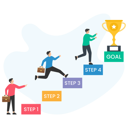 Business employee achieving business goal  Illustration