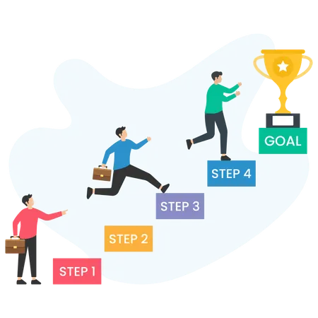 Business employee achieving business goal  Illustration