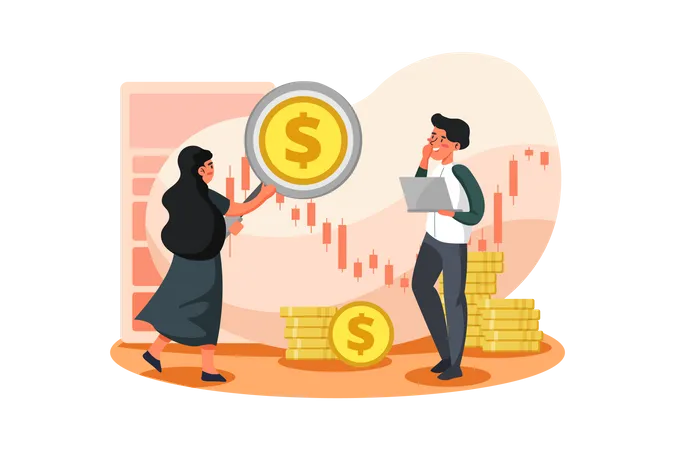 Business employee checking profit  Illustration