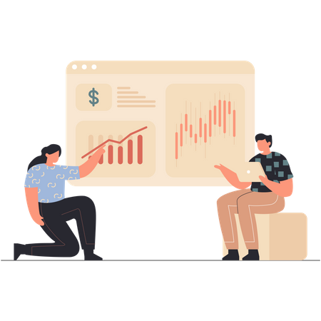 Business employee discussing about growth  Illustration