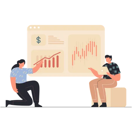 Business employee discussing about growth  Illustration