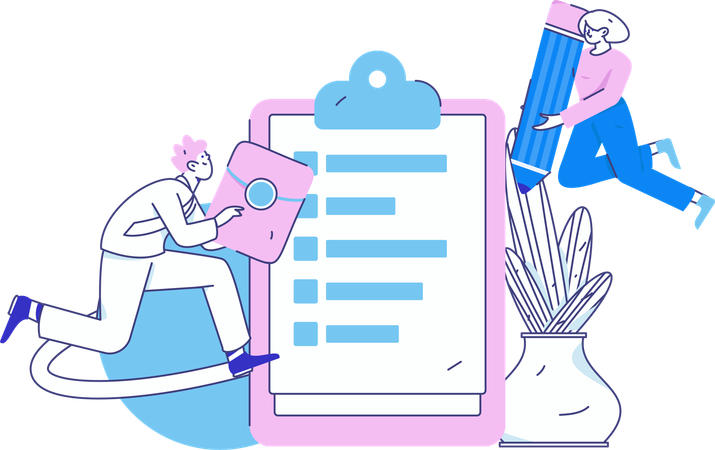 Business employee doing Customer Data Collection  Illustration