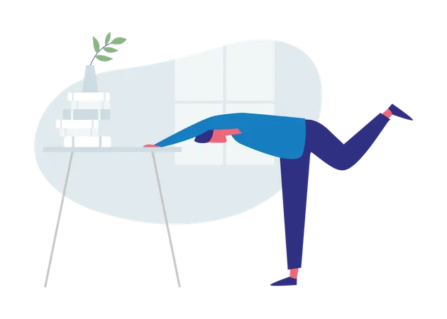 Business Employee Doing Stretching Exercise At office  Illustration