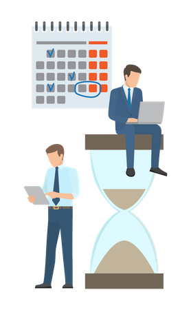 Business employee doing time management Illustration