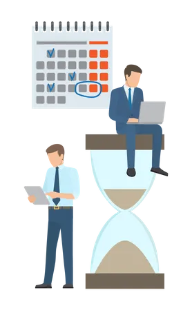 Business employee doing time management  Illustration