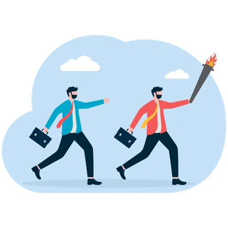 Business employee following business leader  Illustration