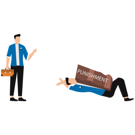 Business employee getting punishment  Illustration