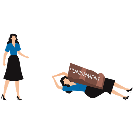 Business employee getting punishment  Illustration