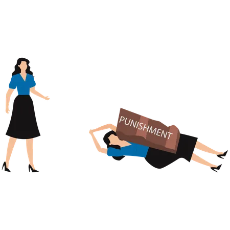 Business employee getting punishment  Illustration