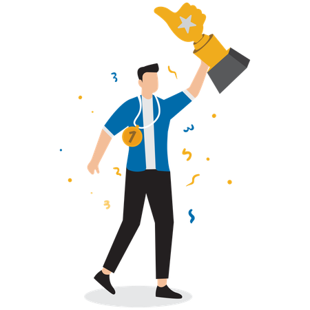 Business employee getting trophy  Illustration